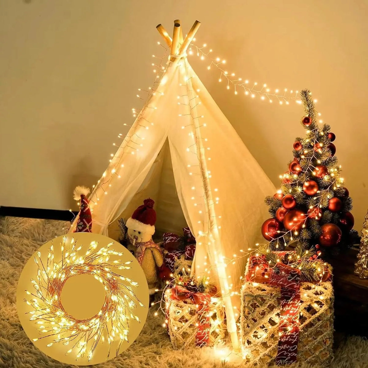 USB Power LED Firecracker String Lights Remote Control Garland Fairy Lights for Wedding Party Garden Plants Christmas Decoration