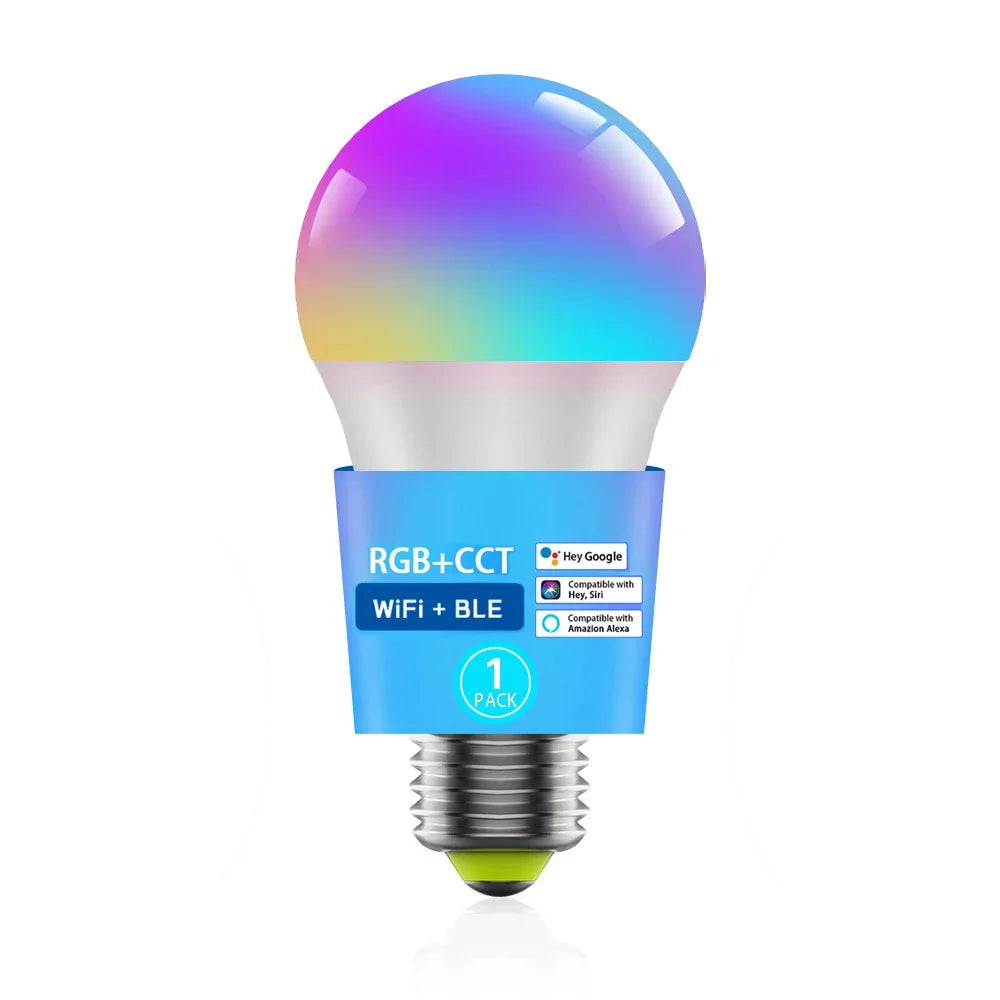 1-12pcs WiFi Smart LED Bulb Bluetooth Light Bulbs AC85-265V Dimmable Spotlight Bulb E27 RGB+CW+WW LED Color Change Lamp For Home